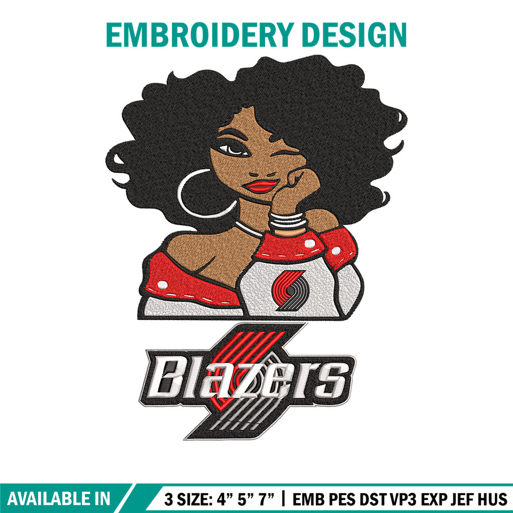 Portland Trail Blazers girl embroidery design,NBA embroidery,Sport embroidery,Embroidery design, Logo sport embroidery.jpg