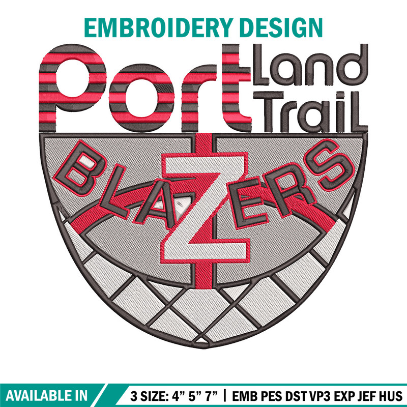 Portland Trail Blazers no 1 embroidery design,NBA embroidery,Sport embroidery,Embroidery design,Logo sport embroidery.jpg
