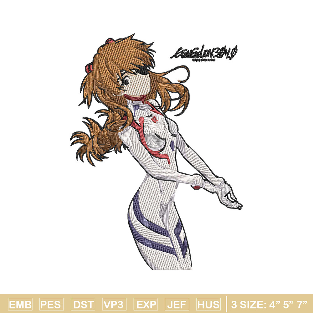 Asuka poster Embroidery Design, Evangelion Embroidery, Embroidery File, Anime Embroidery, Anime shirt, Digital download..jpg