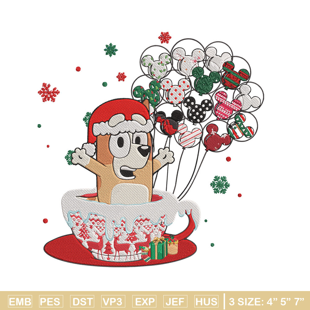Bingo chrismas Embroidery Design, Bluey Embroidery, Embroidery File, Chrismas Embroidery, Anime shirt, Digital download.jpg