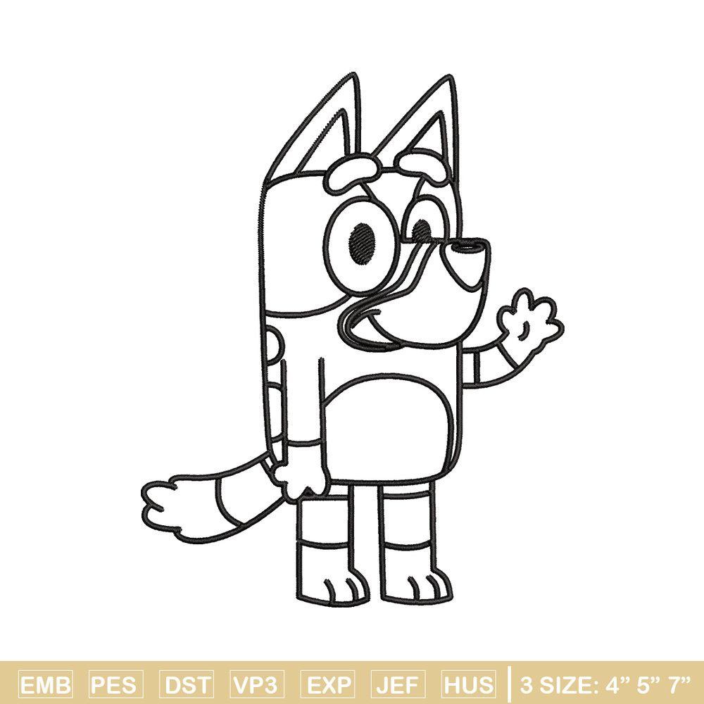 Bluey Coloring Pages Embroidery, Bluey Embroidery, Embroidery File, cartoon design, logo shirt, Digital download..jpg