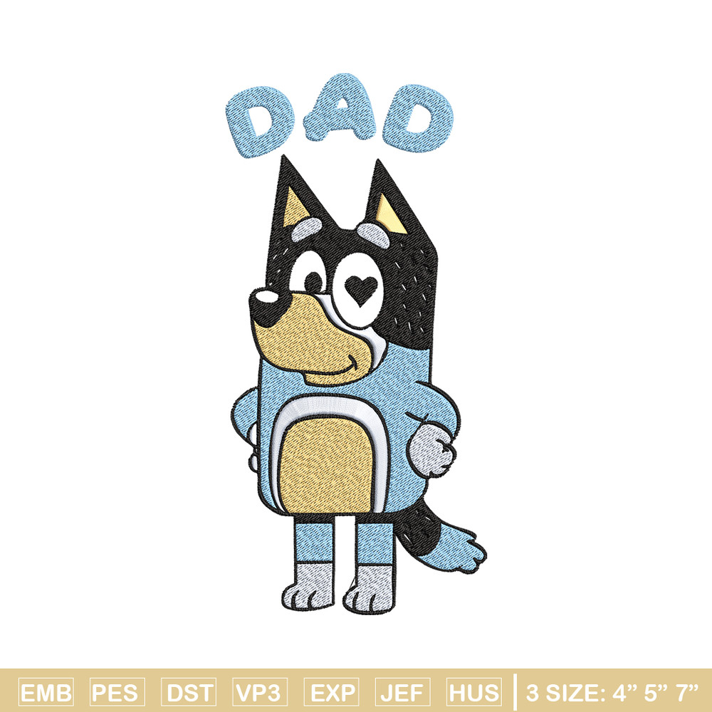 Bluey Dad Embroidery, Bandit Heeler Embroidery, Embroidery File, cartoon design, cartoon shirt, Digital download..jpg