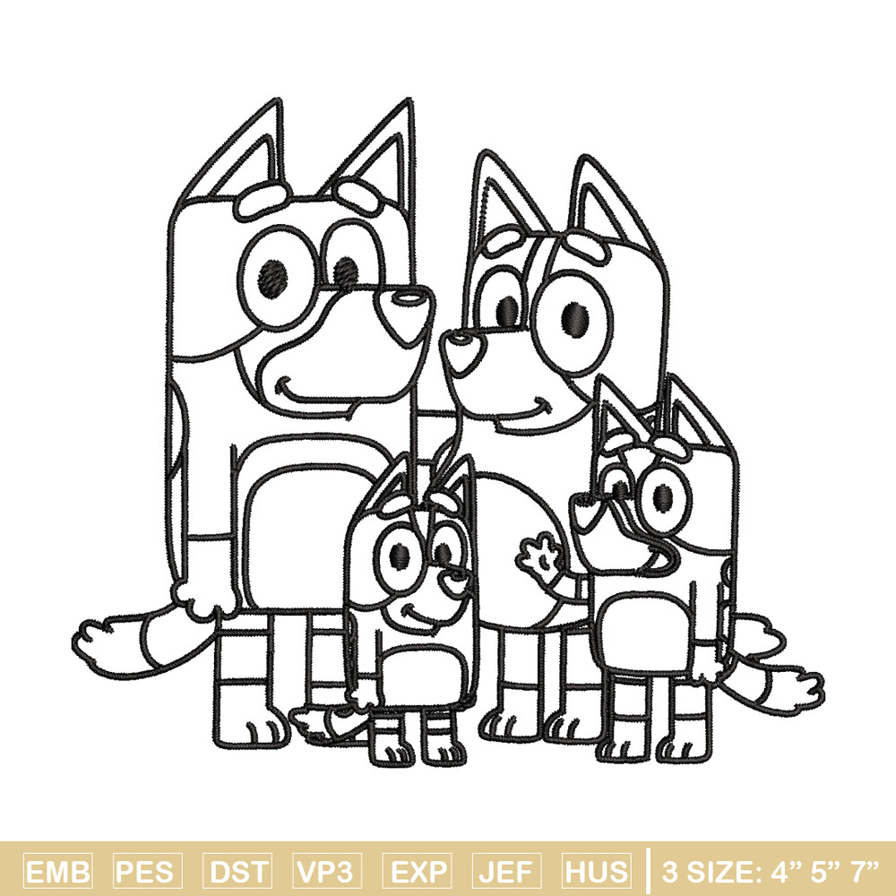 Bluey family Coloring Pages Embroidery, Bluey cartoon Embroidery, Embroidery File, cartoon design, Digital download..jpg