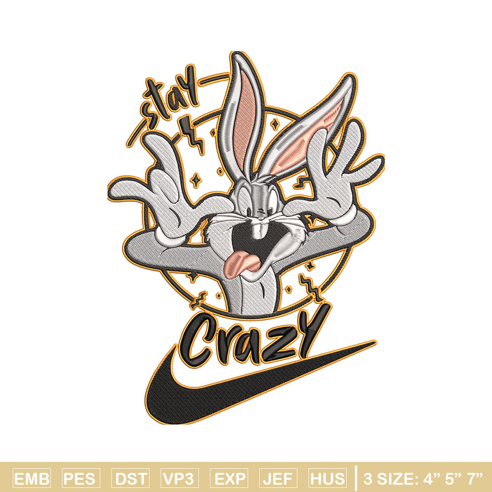 Bugs Bunny Embroidery Design, Looney Tunes Embroidery, Embroidery File, Nike Embroidery, Anime shirt, Digital download.jpg