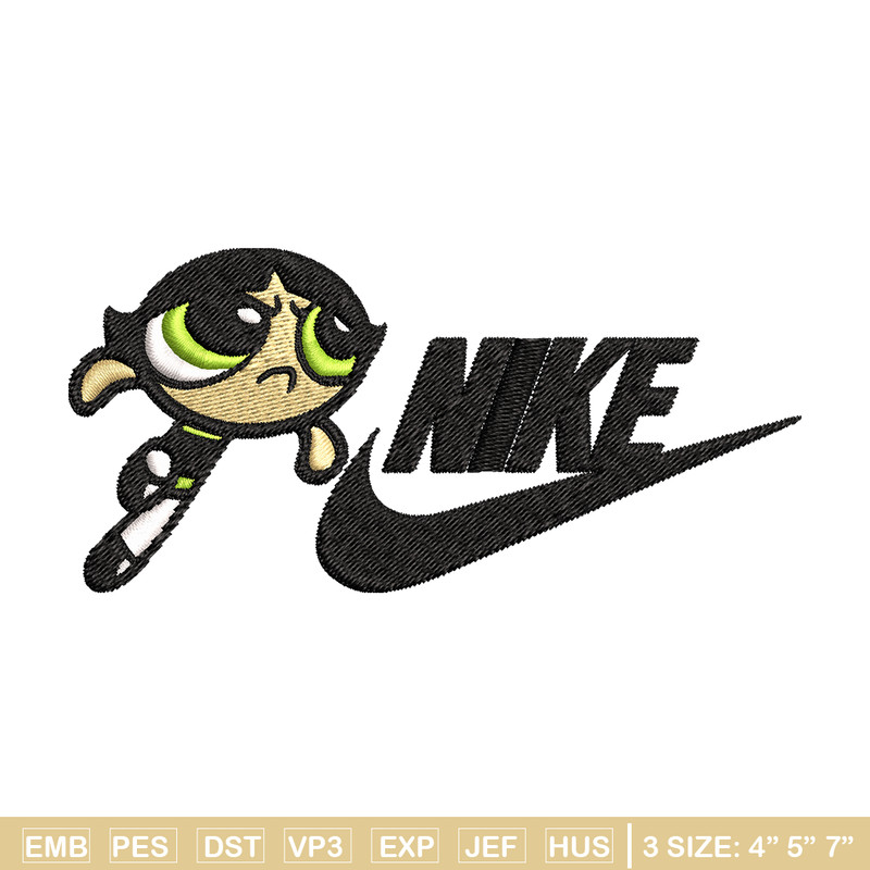 Buttercup Nike Embroidery design, Powerpuff Girls cartoon Embroidery, Nike design, Embroidery file, Instant download..jpg