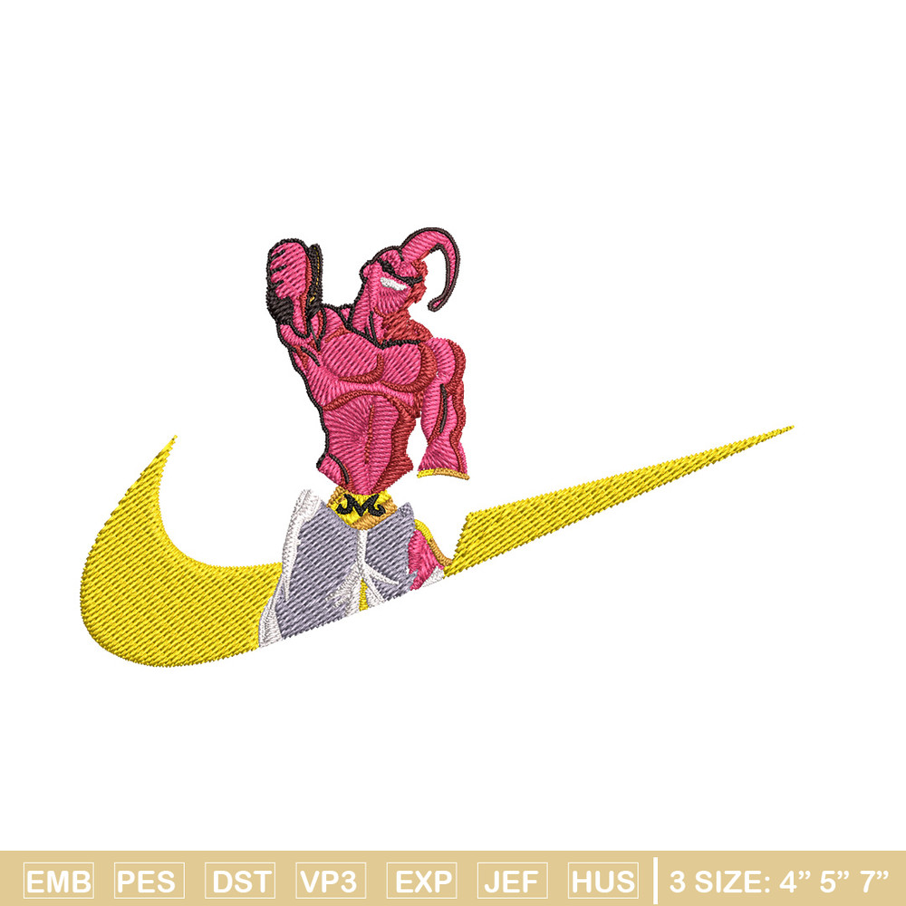 Buu x nike Embroidery Design, Dragonball Embroidery, Embroidery File, Nike Embroidery, Anime shirt, Digital download.jpg