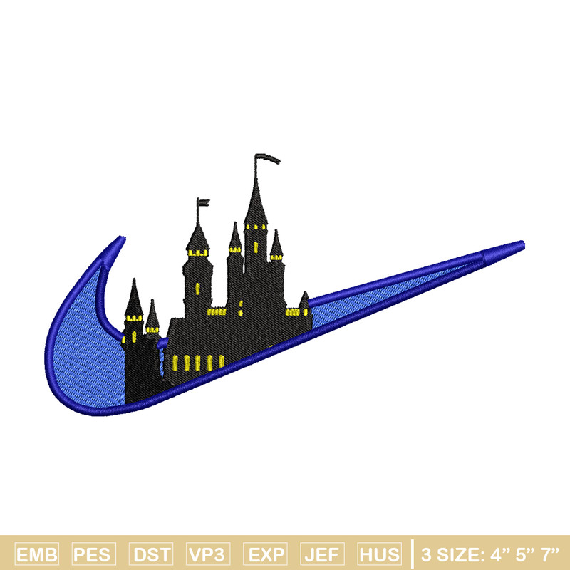 Castle Nike embroidery design, Castle embroidery, nike design, embroidery file, logo shirt, Digital download.jpg