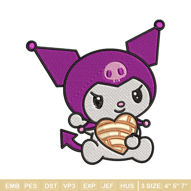 Concha Kuromi Embroidery Design, Kuromi cartoon Embroidery, Embroidery File, Cartoon shirt, Digital download..jpg