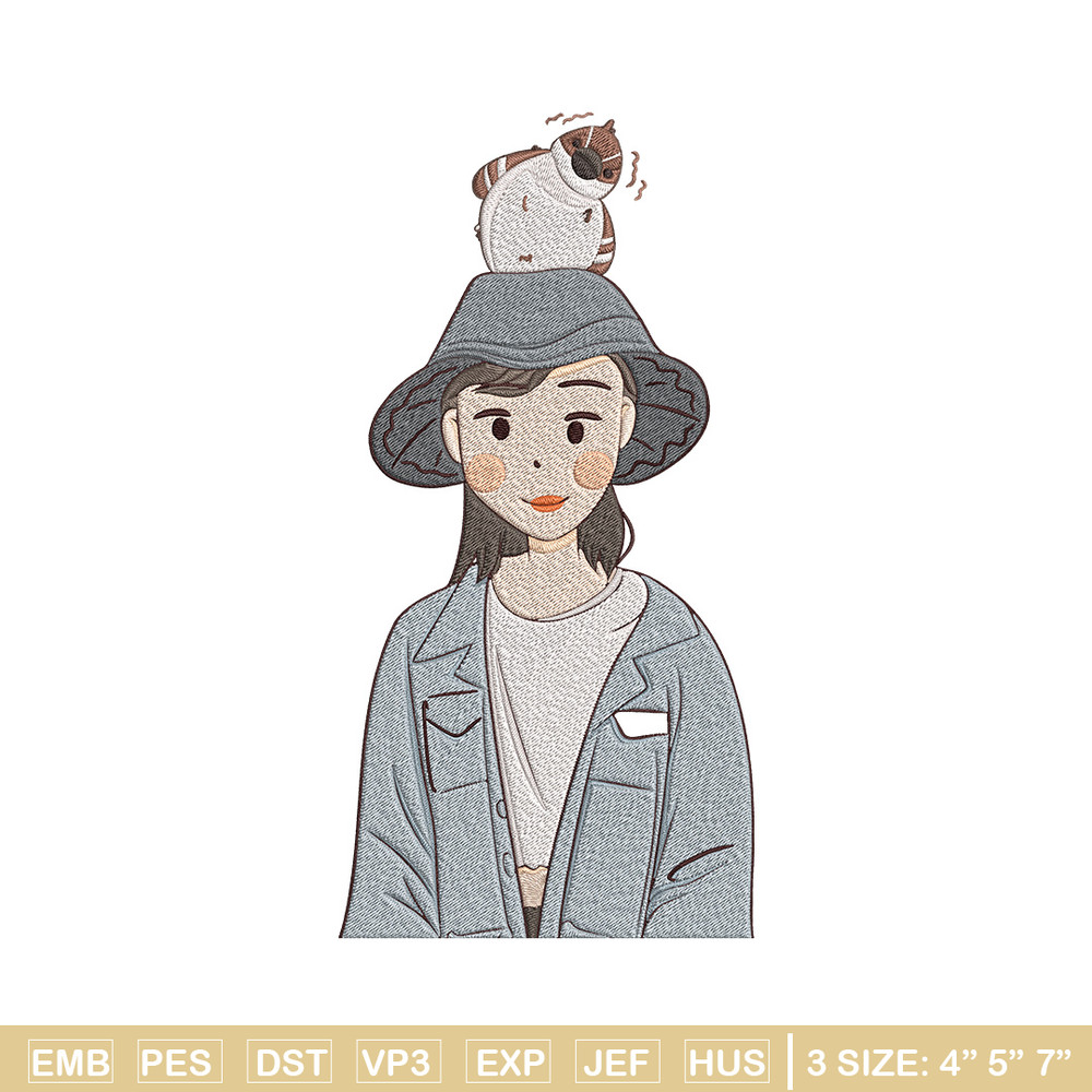 Cute girl Embroidery Design, Cartoon Embroidery, Embroidery File, Anime Embroidery, Anime shirt, Digital download.jpg