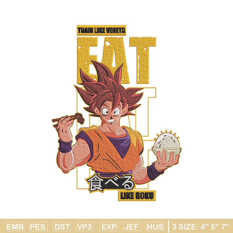 Eat like goku Embroidery Design, Dragonball Embroidery, Embroidery File, Anime Embroidery, Anime shirt, Digital download.jpg