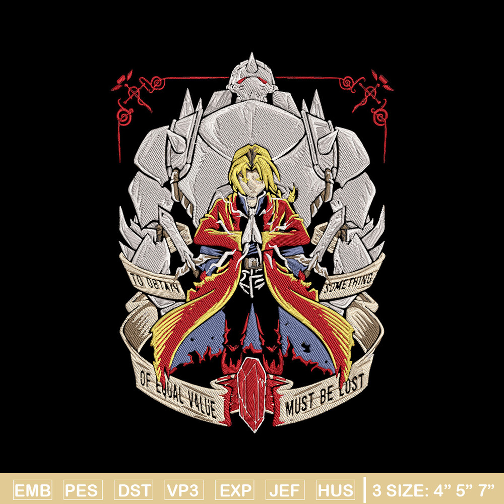 Edward Elric Embroidery Design, Fullmetal Embroidery,Embroidery File,Anime Embroidery, Anime shirt, Digital download.jpg