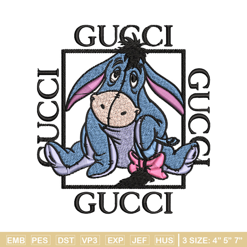 Eeyore Gucci Embroidery design, winnie the pooh Embroidery, cartoon design, Embroidery File, Instant download..jpg
