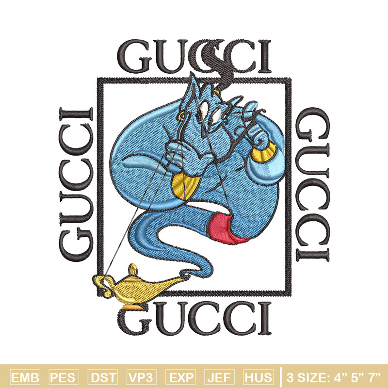 Genie gucci Embroidery design, Genie gucci Embroidery, cartoon design, Embroidery File, gucci logo, Instant download..jpg