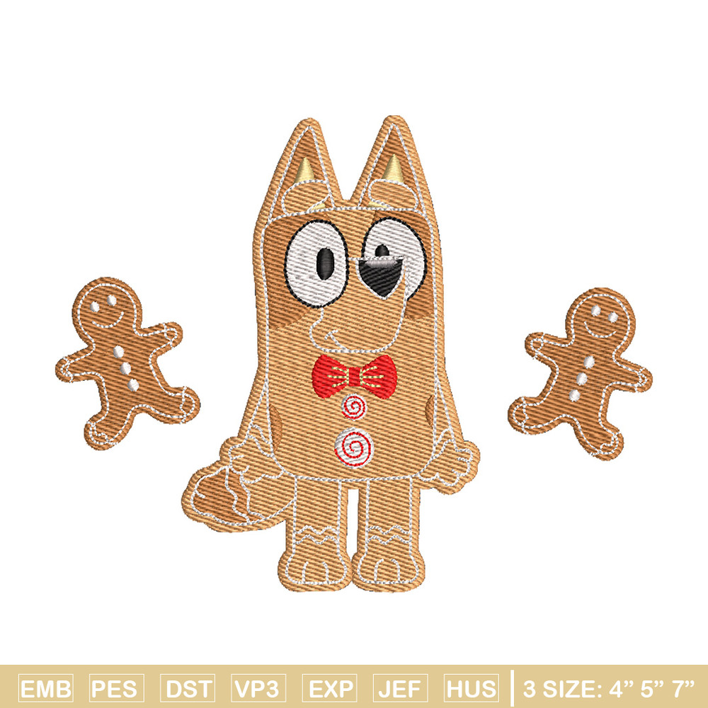 Gingerbread Bluey embroidery design, Bluey embroidery, Chrismas design,Embroidery file,Embroidery shirt,Digital download.jpg