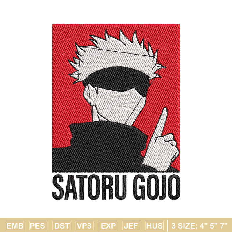 Gojo poster Embroidery Design, Jujutsu Embroidery, Embroidery File, Anime Embroidery,Anime shirt, Digital download.jpg