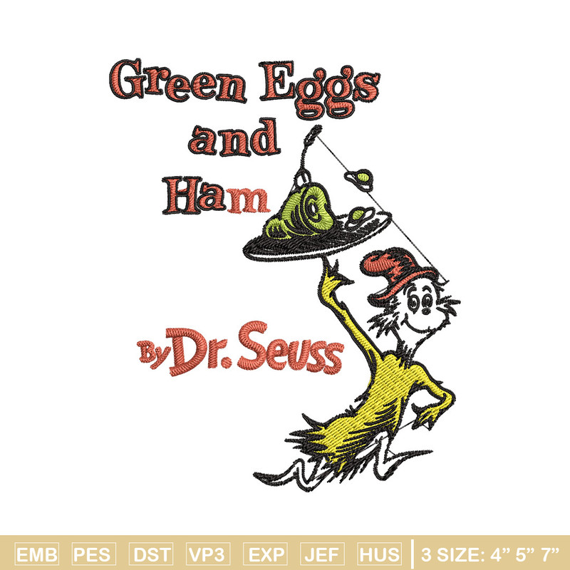 Green eggs and ham buy Dr. Seuss Embroidery Design, Dr Seuss Embroidery, Embroidery File, Digital download..jpg