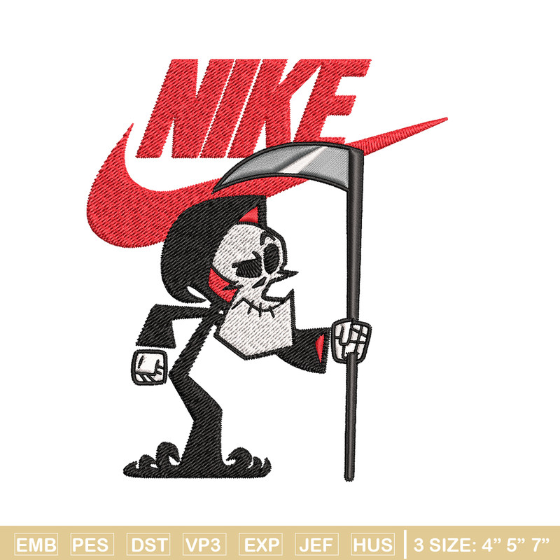 Grim cartoon Nike Embroidery design, Grim cartoon Embroidery, Nike design, Embroidery file, logo shirt, Instant download.jpg