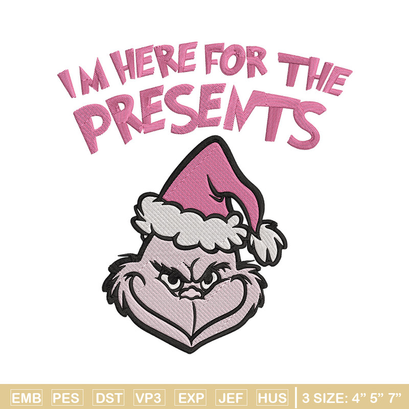 Grinch Im here Embroidery Design, Grinch Embroidery, Embroidery File, Chrismas Embroidery, Anime shirt, Digital download.jpg