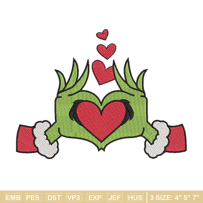 Grinch love embroidery design, Grinch embroidery, Chrismas design, Embroidery shirt, Embroidery file, Digital download.jpg