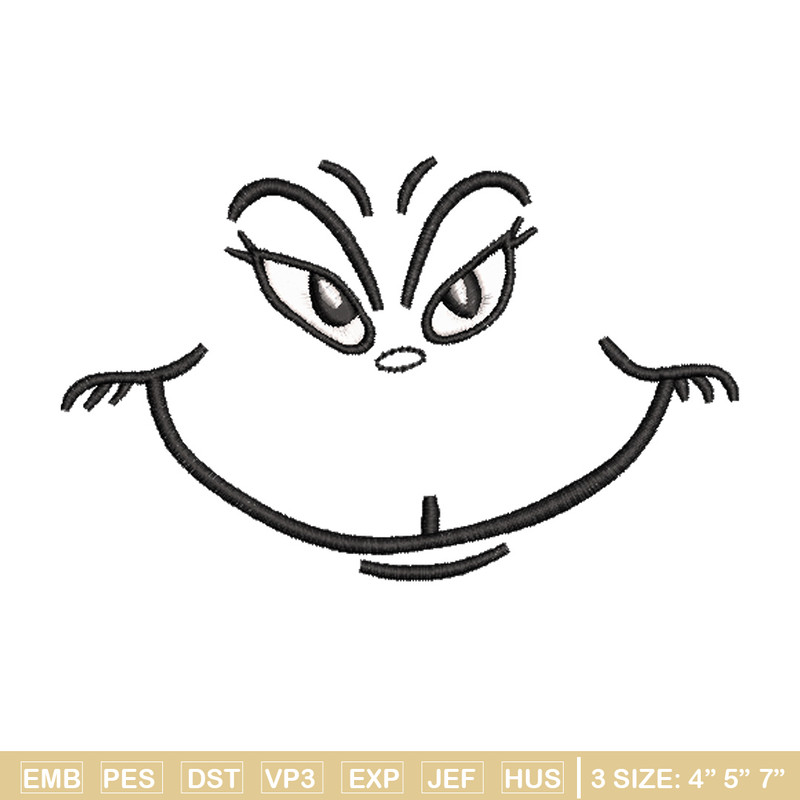 Grinch smile embroidery design,Grinch embroidery, Chrismas design, Embroidery shirt, Embroidery file, Digital download..jpg