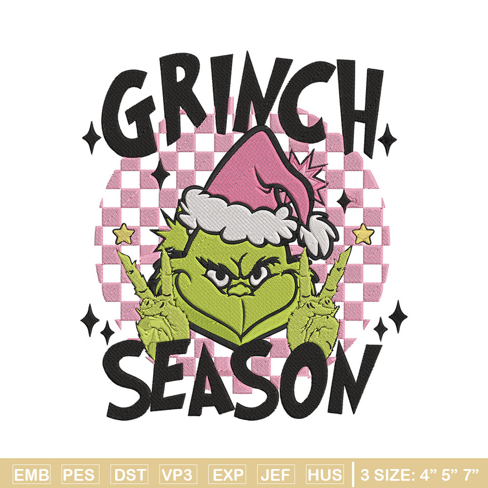 Grinchy season Embroidery Design, Grinch Embroidery, Embroidery File,Chrismas Embroidery, Anime shirt, Digital download.jpg