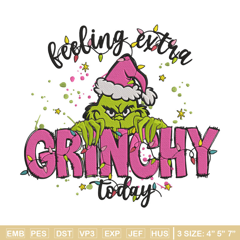 Grinchy today Embroidery Design, Grinch Embroidery, Embroidery File,Chrismas Embroidery, Anime shirt, Digital download.jpg