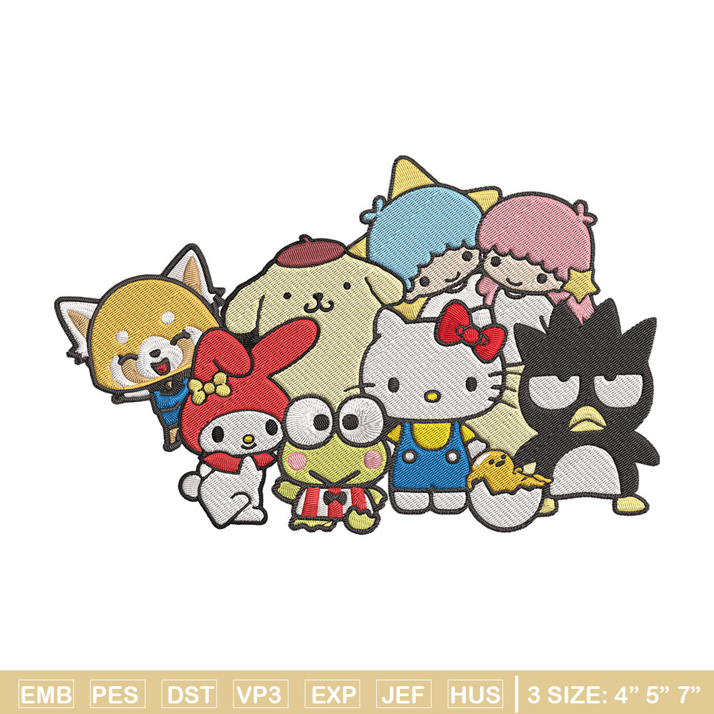 Hello Kitty friends Embroidery Design, Hello kitty Embroidery, Embroidery File, Anime Embroidery, Digital download.jpg