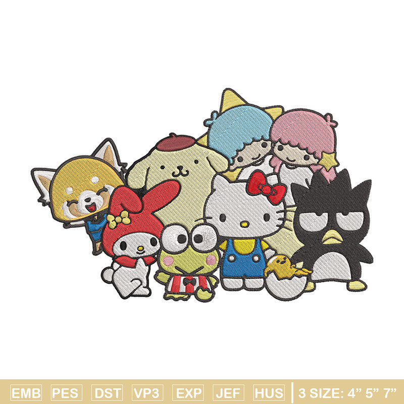 Hello Kitty friends Embroidery Design, Hello kitty Embroidery, Embroidery File, Anime Embroidery, Digital download.jpg