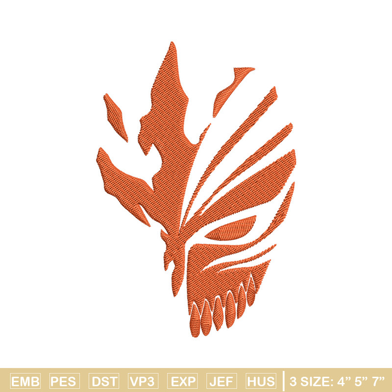 Ichigo mask Embroidery Design, Bleach Embroidery, Embroidery File, Anime Embroidery, Anime shirt, Digital download.jpg