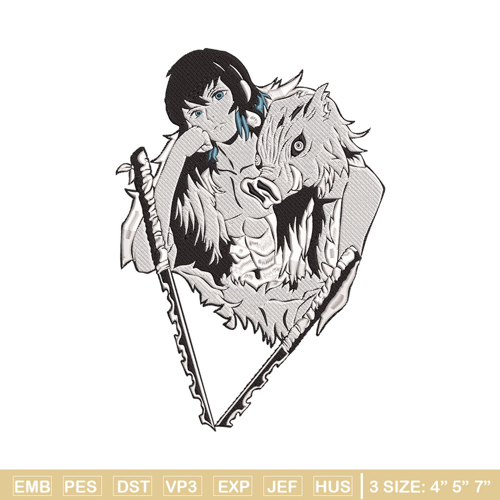 Inosuke poster Embroidery Design,Demon slayer Embroidery, Embroidery File,Anime Embroidery,Anime shirt,Digital download.jpg
