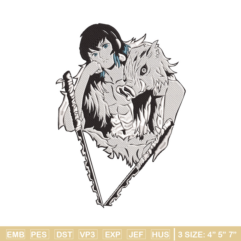 Inosuke poster Embroidery Design,Demon slayer Embroidery, Embroidery File,Anime Embroidery,Anime shirt,Digital download.jpg
