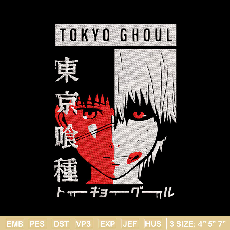 Ken kaneki poster Embroidery Design, Tokyo Ghoul Embroidery, Embroidery File, Anime Embroidery, Digital download.jpg