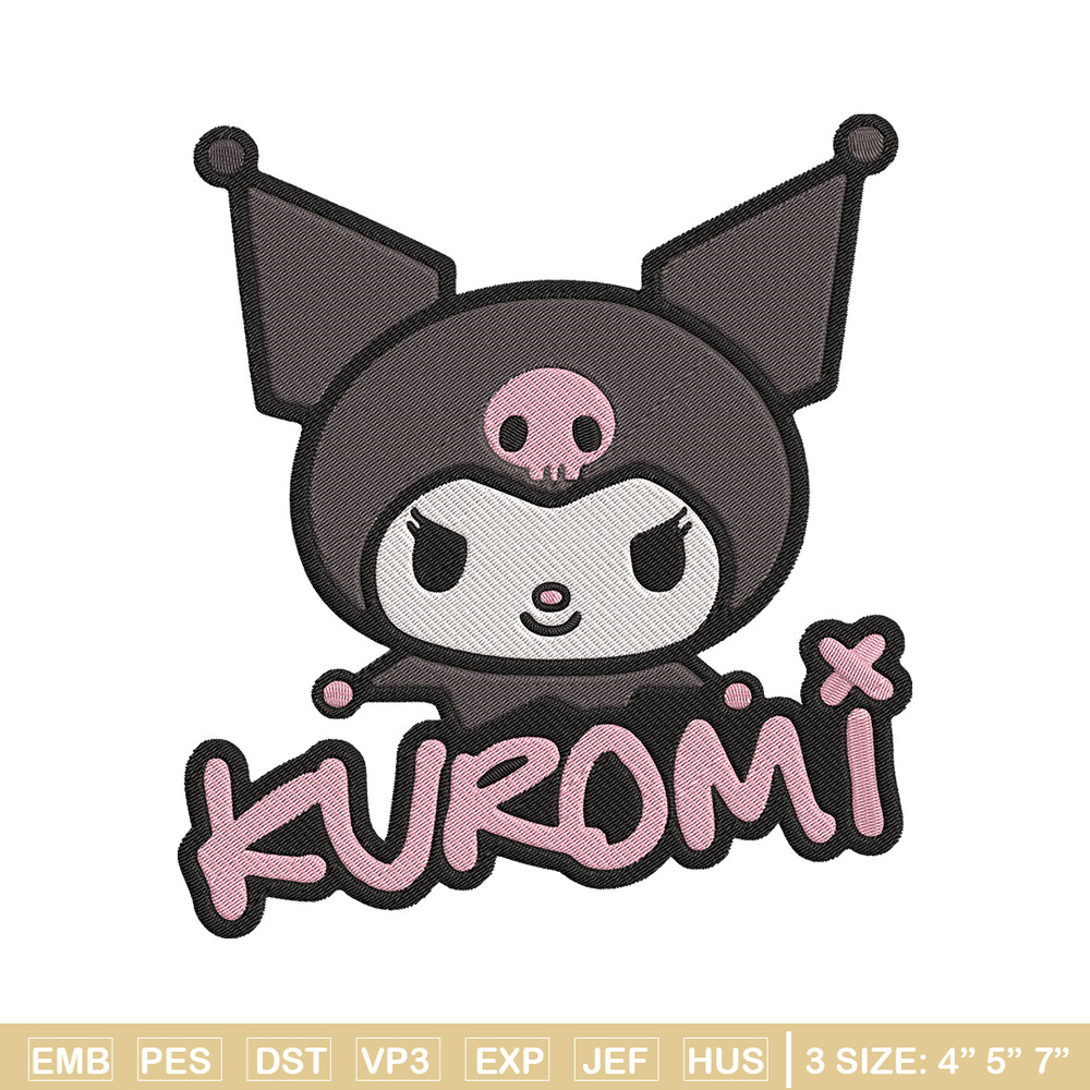 Kuromi logo Embroidery Design, Hello kitty Embroidery, Embroidery File, Anime Embroidery, Anime shirt, Digital download..jpg