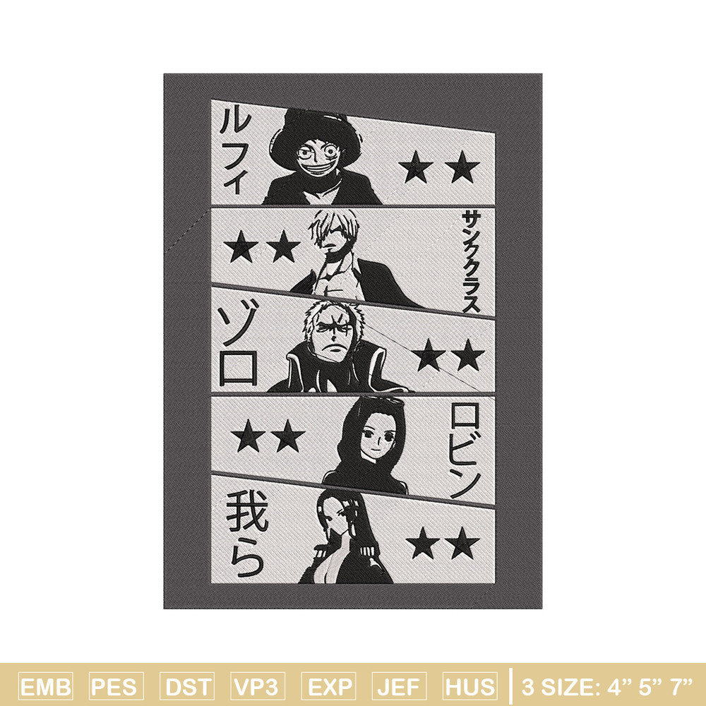 Luffy friends Embroidery Design, One piece Embroidery, Embroidery File, Anime Embroidery, Anime shirt, Digital download.jpg