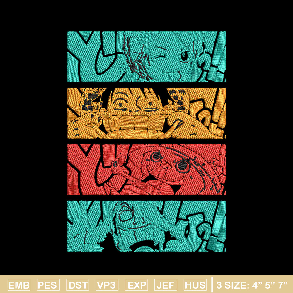 Luffy friends Embroidery Design,One piece Embroidery, Embroidery File, Anime Embroidery, Anime shirt, Digital download.jpg