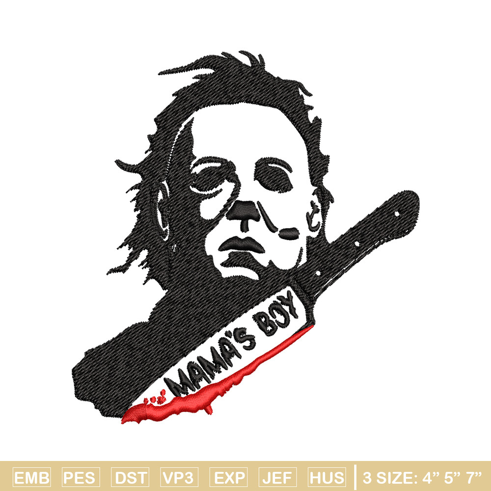 Mama's Boy Embroidery design, Michael Myers Embroidery, Embroidery File, Halloween design, Digital download..jpg