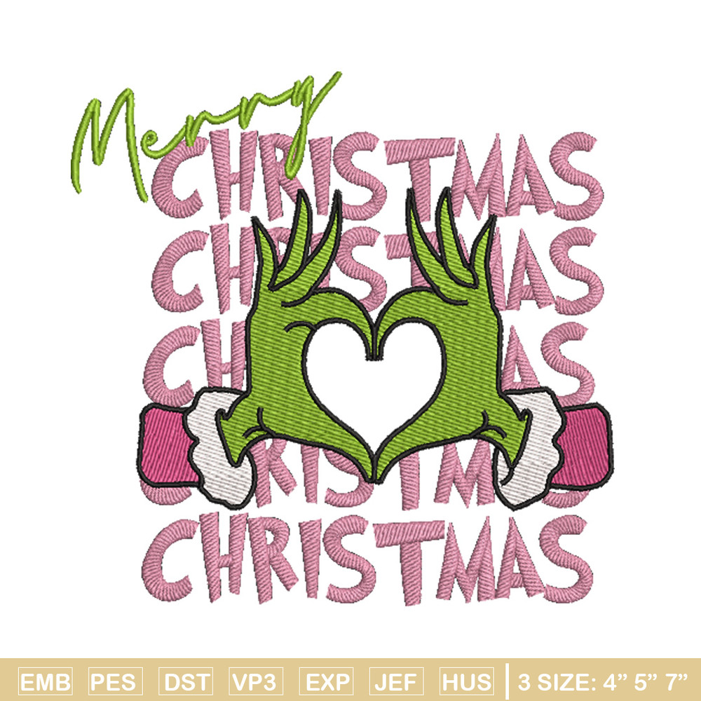Merry chrismas embroidery design, Grinch embroidery, Chrismas design,Embroidery shirt, Embroidery file, Digital download.jpg