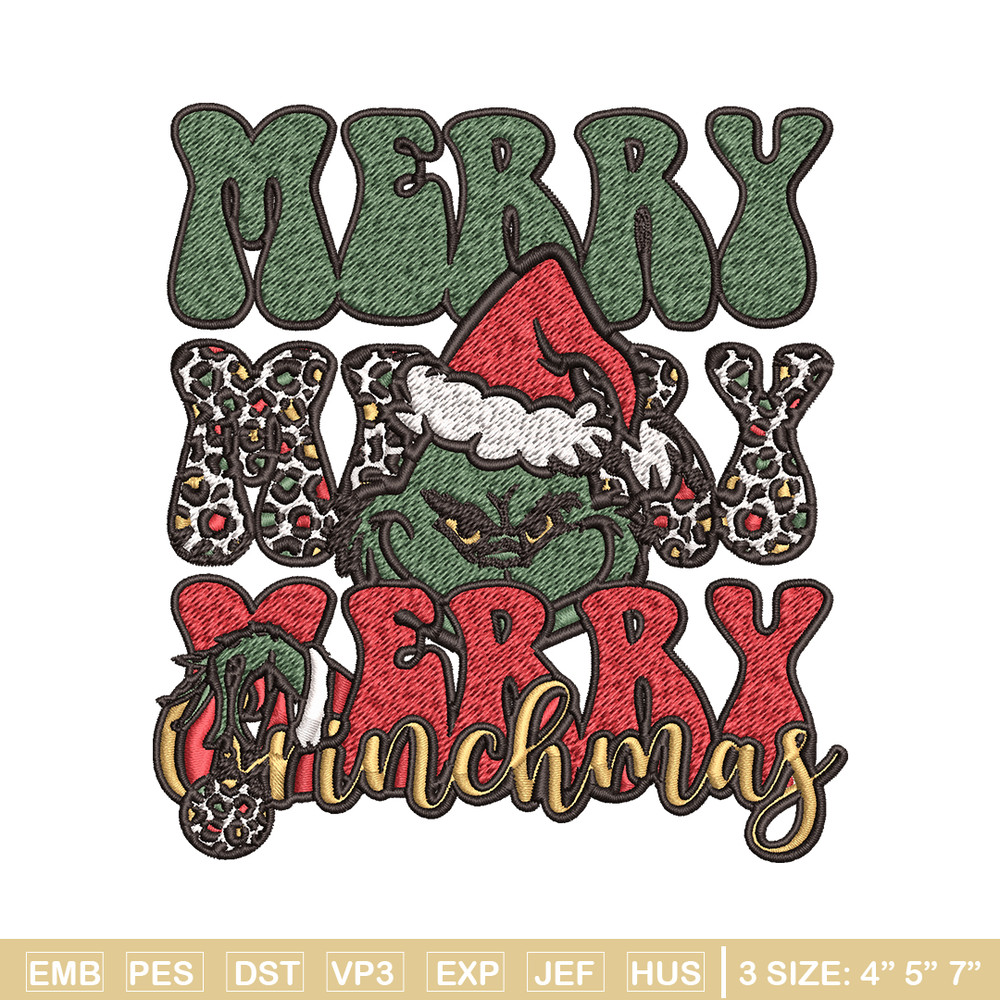 Merry Christmas Grinch Embroidery design, Grinch christmas Embroidery, logo design, Embroidery File, Instant download.jpg