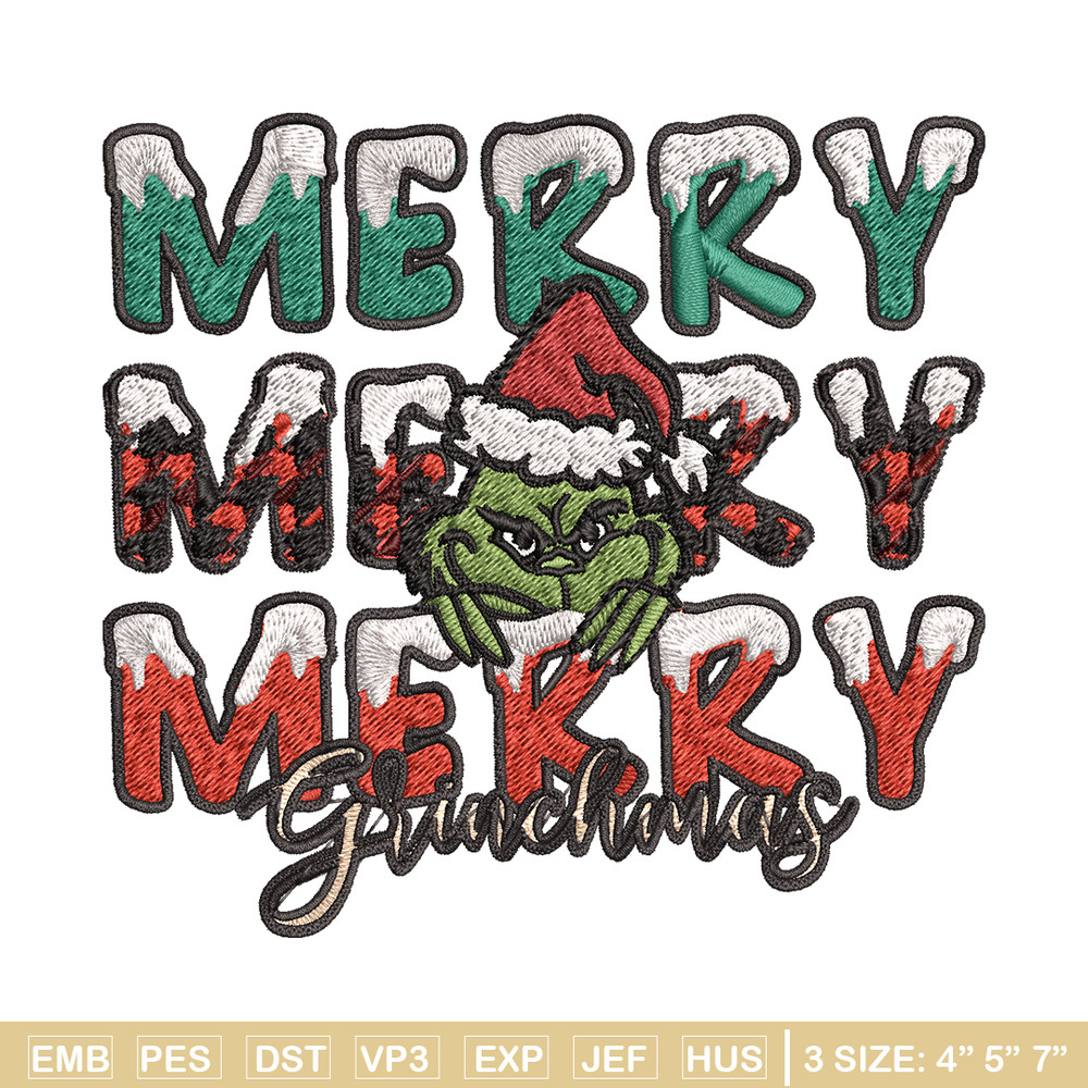 Merry Grinch logo Embroidery design, Grinch Christmas Embroidery, Grinch design, Embroidery File, Digital download..jpg