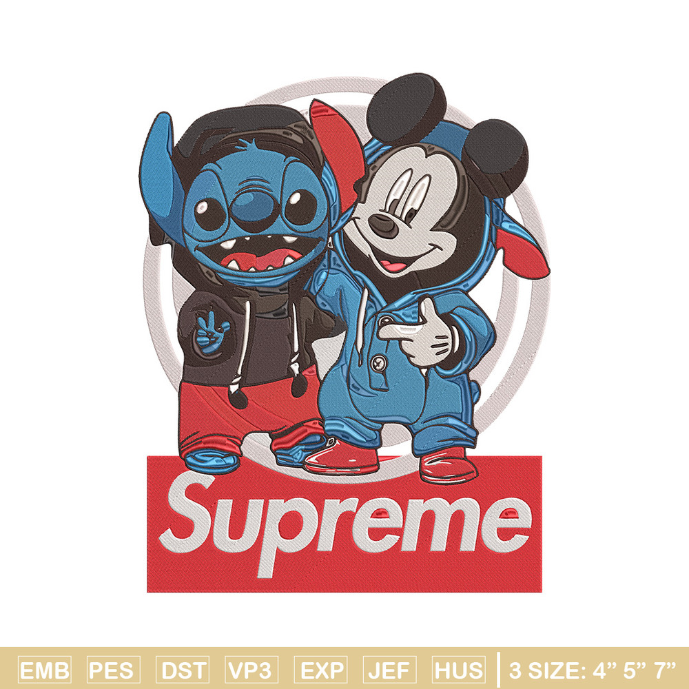 Mickey x stitch Embroidery Design, Supreme Embroidery, Embroidery File, Anime Embroidery, Anime shirt, Digital download.jpg