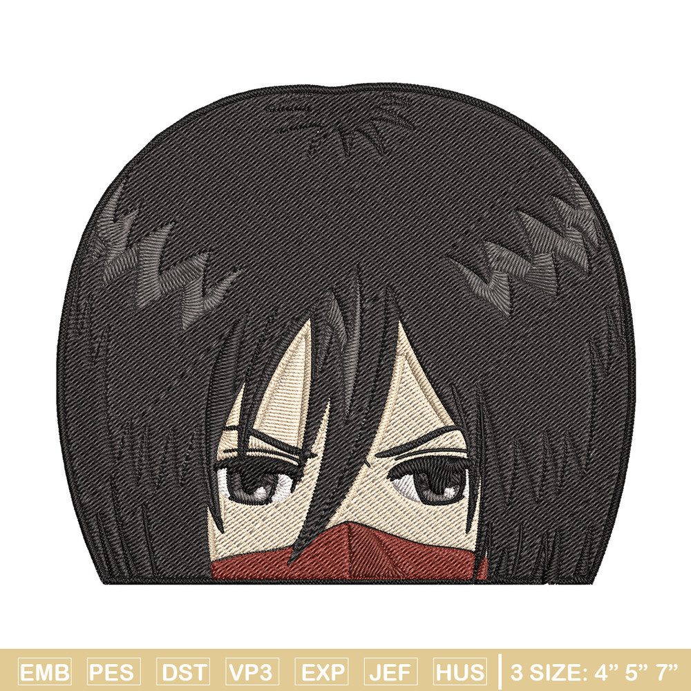Mikasa Peeker Embroidery Design, Aot Embroidery, Embroidery File, Anime Embroidery, Anime shirt, Digital download.jpg