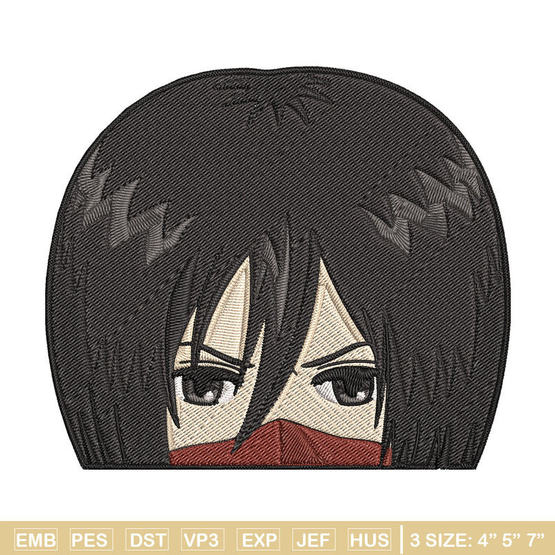 Mikasa Peeker Embroidery Design, Aot Embroidery, Embroidery File, Anime Embroidery, Anime shirt, Digital download.jpg