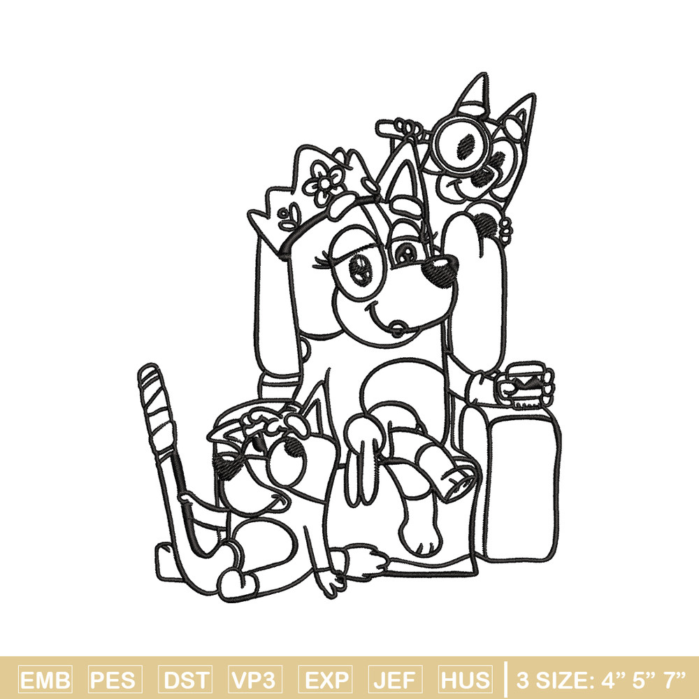 Mum bluey bingo Coloring Pages Embroidery, Bluey Embroidery, Embroidery File, cartoon design, Digital download..jpg