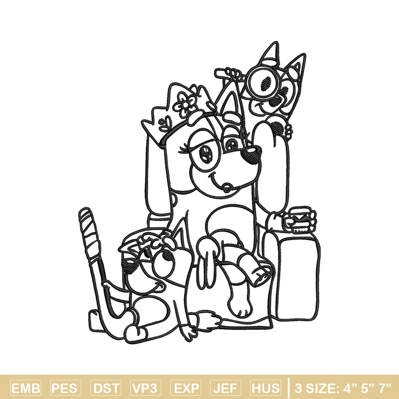 Mum bluey bingo Coloring Pages Embroidery, Bluey Embroidery, Embroidery File, cartoon design, Digital download..jpg