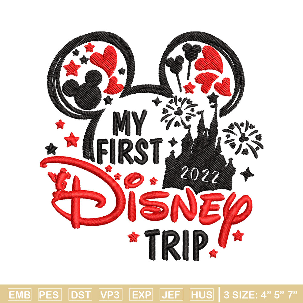 My First Disney Trip Embroidery design, Disney Embroidery, Disney design, Embroidery File, Digital download..jpg