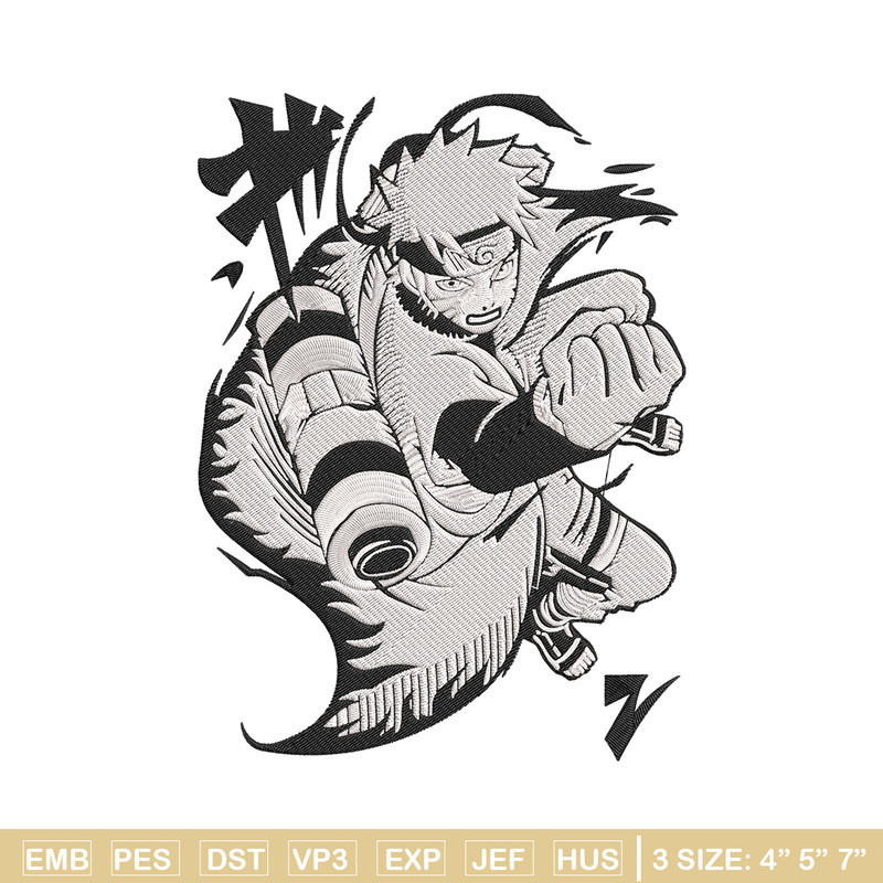 Naruto black white Embroidery Design, Naruto Embroidery, Embroidery File, Anime Embroidery, Anime shirt,Digital download.jpg