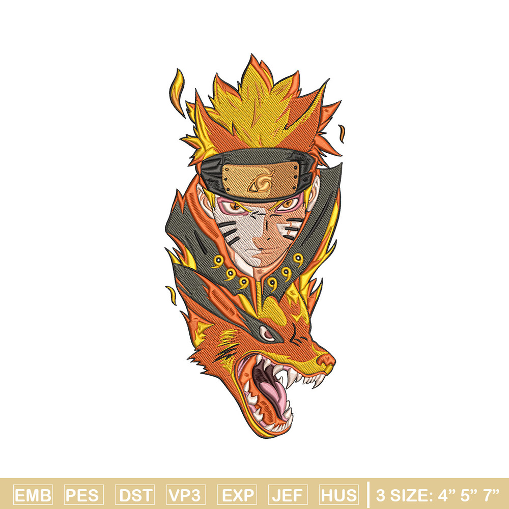Naruto x kurama Embroidery Design, Naruto Embroidery, Embroidery File, Anime Embroidery, Anime shirt, Digital download.jpg