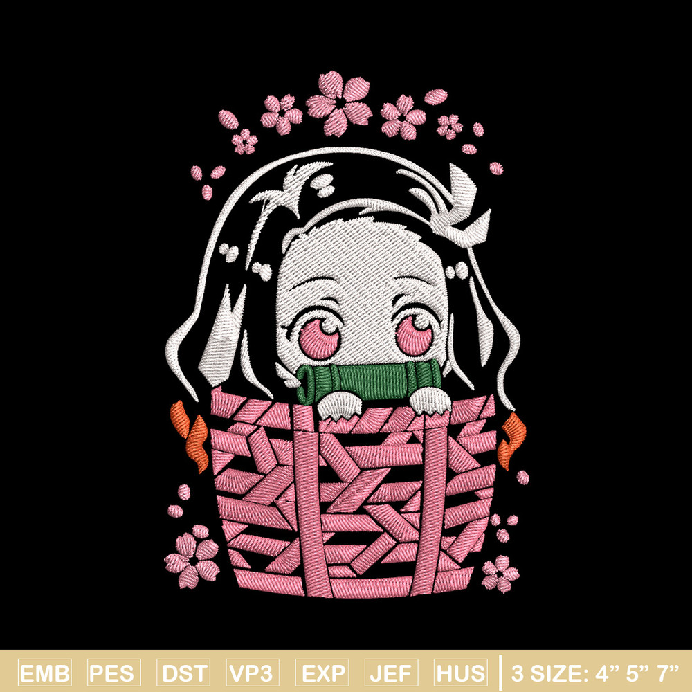 Nezuko chibi cute Embroidery Design, Demon slayer Embroidery, Embroidery File, Anime Embroidery, Digital download.jpg