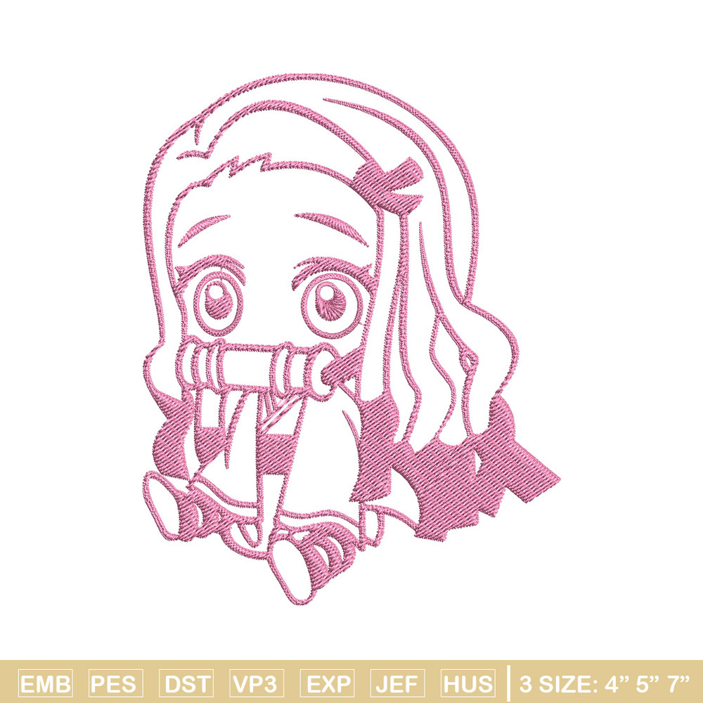 Nezuko chibi Embroidery Design, Demon slayer Embroidery, Embroidery File, Anime Embroidery, Digital download..jpg