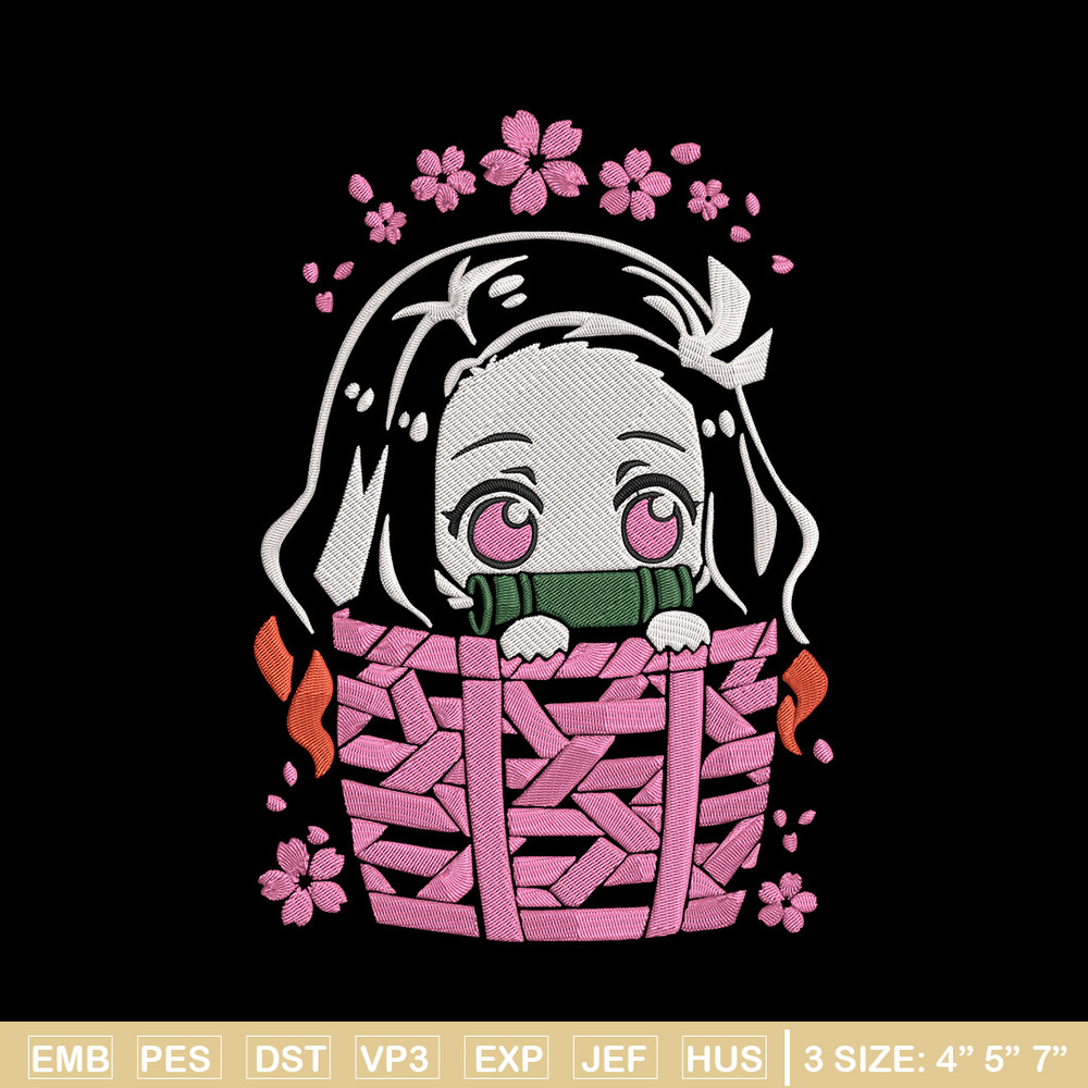 Nezuko chibi Embroidery Design, Demon slayer Embroidery, Embroidery File, Anime Embroidery,Digital download..jpg
